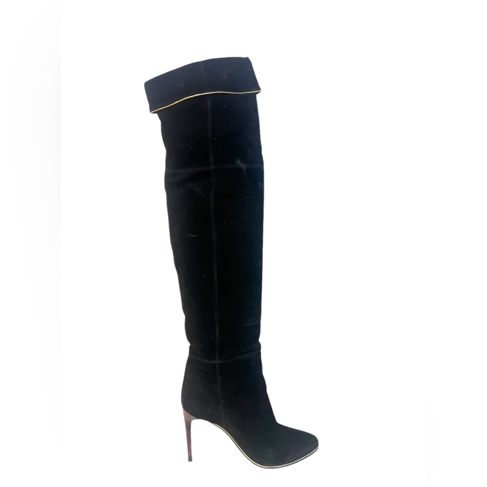 Balmain black suede over the knee boots